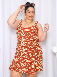 Women's Plus Size Jumpsuit Short Skirt With Printed Lining Summer - 顏色 21A - 查看 5