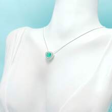 Fashion Women's Necklace With Colorful Heart Pendant Plated In 925 Silver Or 18k Gold - Verde Menta (prata) - View 2