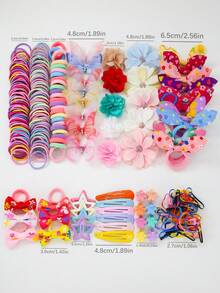 895 件女孩多色水钻双层网状蝴蝶发夹，可爱公主发饰，弹性耐用发带、发圈、发夹，适合日常使用