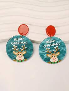 1 Pair Popular Christmas Series Santa Claus Acrylic Earrings
