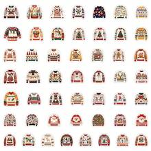 50 件圣诞毛衣贴纸美观贴纸高品质贴纸贴花剪贴簿、日记本、笔记本电脑、保险杠、滑板、水瓶、电脑、手机贴纸可以为您的生活带来很多乐趣，是送给成人的完美礼物 - 彩色 - 查看 3