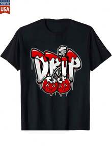 Drip Go 100 Percent Cotton T Shirt For Men Women Graphic Tee With Red And White Design Comfortable Casual Streetwear Fashion Top USA Made - 黑色2 - 查看 1