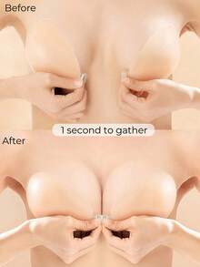 1/2 Pcs Invisible Silicone Push Up Bra – Strapless Backless Sticky Bra, Upgraded Strong Adhesive, Waterproof & Reusable, Perfect For Wedding Dresses, Strapless Outfits & Summer Looks - Multicolor - View 4