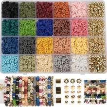 1 caja de 4000 piezas de cuentas de arcilla polimérica de colores surtidos, cuentas de arcilla blanda, cuentas negras, adecuadas para la creación de joyas DIY