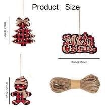 12/24 قطعة زينة عيد الميلاد معلقة من الخشب، ديكور شجرة مربعة، ديكور حديقة، مستلزمات حفلات، عناصر عطلة، ديكور حديقة