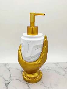 1 Stück eleganter goldfarbener Fingerabdruck Seifenspender aus Harz - quecksilberfrei, freistehender Pumpspender für Lotionen mit strukturiertem Design, ideal für Badezimmer und Küchendekoration, Seifenpumpe | Einzigartiger Spender | Harzstruktur, Seifenspender Badezimmer (10,82oz/320ml)