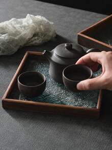 1 pieza Bandeja de servir pequeña de vidrio con relieve, centro de mesa vintage, bandejas decorativas rectangulares, bandejas y fuentes de servir vintage