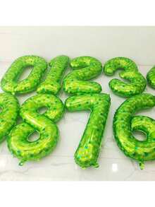 40 Inch Green Number Balloon Pixel Wind Aluminum Film Balloon Festival Party Decoration 0-9 Children's Adult Birthday Helium Balloon