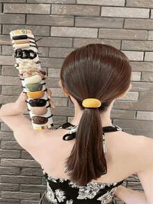 9Pcs Milk Coffee Colored Acrylic Headband Suitable For Daily Casual Use, Non Damaging Hair Rope, Same Style Headband, Headband, Hair Loop, Rubber Band Hair Accessory Suitable For Braided Hair, Ponytail Holders, Hair Elastics, Hair Rubber Bands, Scrunchies