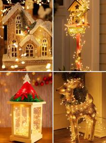 1 件太阳能 LED 仙女灯，100 个暖白色爆竹灯串，5.97 米星光萤火虫灯，适用于 DIY 花环、家居搬迁、室内外圣诞装饰，塑料材质，太空主题 - 暖白 - 查看 4