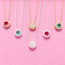 Fashion Women's Necklace, Colorful Round Pendant Inlaid With Imported Zirconia, 925 Silver Or 18K Gold Plated - Rosa vermelha (ouro) - 查看 4