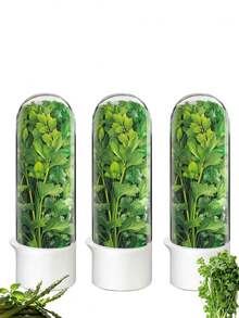 1/2/3pcs Refrigerator Herb Preserver, Refrigerator Herb Storage Container, Cilantro, Mint, Parsley, Asparagus Vegetable Preservation Jar, Keeps Vegetables Fresh For 2-3 Weeks
