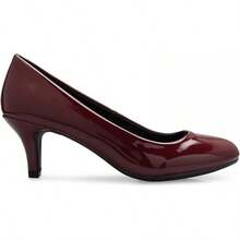 Women's Comfort Classic Round Toe Kitten Low Mid Heel Dress Pumps-2025 - 葡萄酒專利 - 查看 4