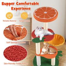 Multi-Level Cat Tree Cute Fruit World Cat Tower W/ Fruit-Shaped Platforms - 橙色,紅色,綠色和黃色 - 查看 3