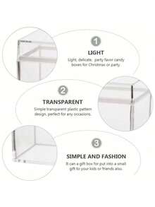 12/6 Piece Clear Square Storage Boxes With Ribbon Lids - Great For Birthday And Wedding Decorations, Mini Jewelry Displays, Clear Plastic Boxes For Organizing - Transparent - View 9