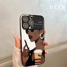 Teléfono Negro Belleza En Patrón De Gafas De Moda Galvanizado | AG Frosted Large View Window 2 - In - 1 17 17 17 Pro 17 Pro 16 Pro 16 Pro 16 Plus 16 15 Pro 15 Pro 15 Plus 15 14 Pro 14 Pro 14 Plus 14 13 Pro 13 Pro 13 12 Pro 12 Pro 12 Series, accesorio móvil, teléfono, diseño elegante, material duradero, premium, cubierta protectora, tecnología Entusiastas, propietarios de teléfonos inteligentes - Negro - Ver 4