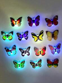 5pcs/10pcs/15pcs/25pcs/50pcs 3D Double-Layer Luminous Butterfly, LED Glowing Butterfly With Adhesive Backing, Suitable For Wall, Home, Festival, Home Decor