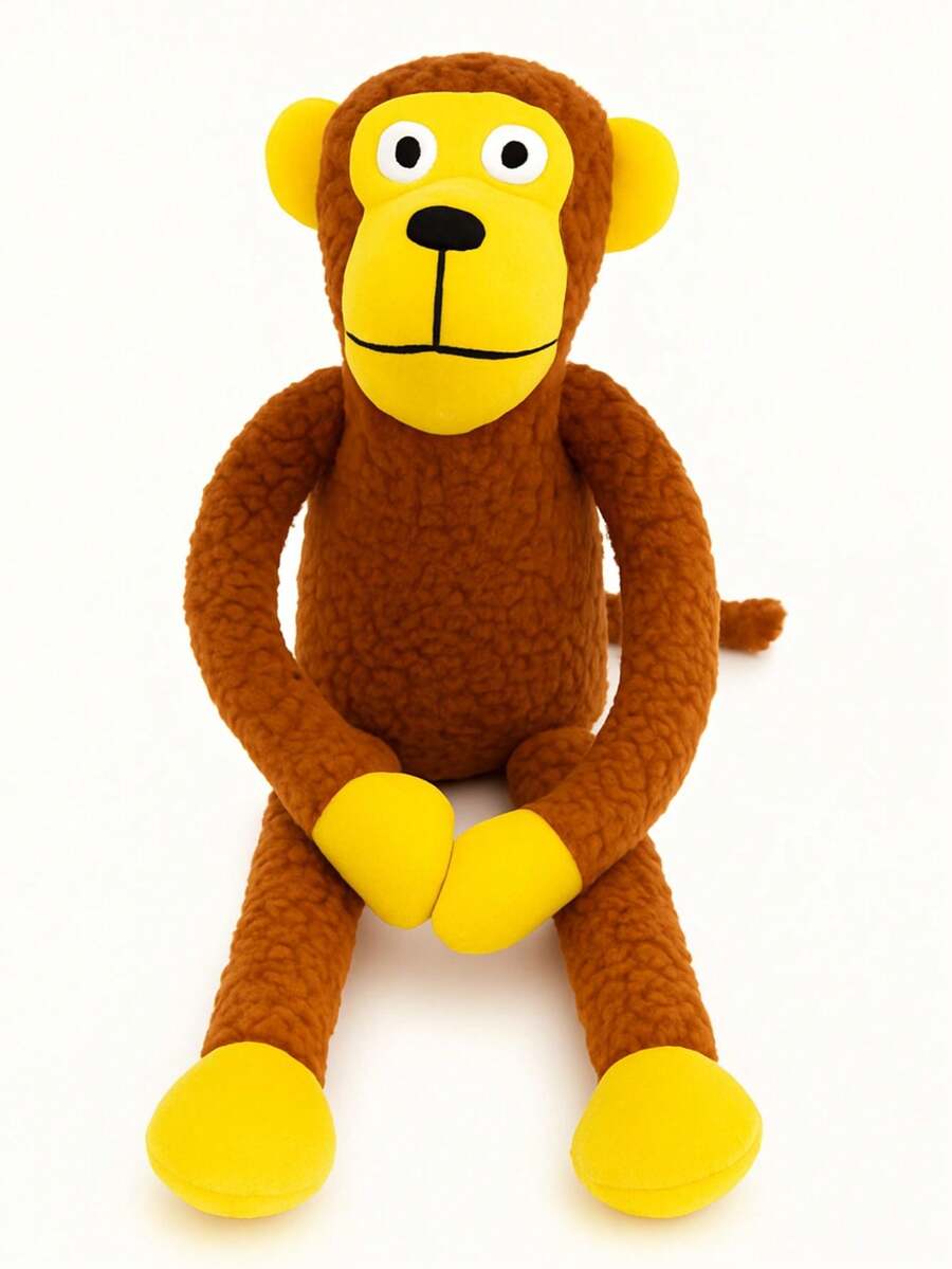 Large Plush Monkey With Squeaker Dog Chew Toy Long Legs And Arms - Rust Brown - View 1