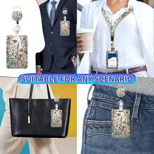 1 件（徽章夹 + 挂绳 + 卡夹）简易棕色芽教师证章夹，360° 可旋转名片夹，多功能护士徽章卷轴，可伸缩休闲可拆卸挂绳，适用于医护人员、社工、护士、男女通用办公用品、护士节礼物 - 彩色 - 查看 6