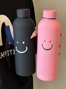 1 Stück 500ml mattierte einfarbige isolierte Wasserflasche, flacher Boden, geeignet für Outdoor-Sport, Milch, Kaffee, Tee, Saft, Autofahrten, Alltags- und Urlaubsgeschenke, doppelwandiger rostfreier Stahl, auslaufsicher, langanhaltende Isolierung, personalisierbare Gummi-Körper