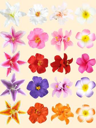 12pcs Random Colors Hibiscus Flower Hair Clips Y2K Hair Clips Hawaiian Flower Hair Clips, Anime Cosplay Women Artificial Flower Hair Clips,Summer Plumeria Hair Clips, Suitable For Holiday Beach Party, Summer Tropical Flower Hair Accessories, Wedding Party, Holiday Gifts For Girls, Hair Clips Claw, Hair Claws, Hair Slide, Hair Barrettes