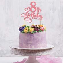 1Pc Glitter Pink 1st-18th Birthday Cake Topper Happy 1-18 Years Old Birthday Cake Supplies 1st-18th Birthday Party Decorations - Pink Glitter