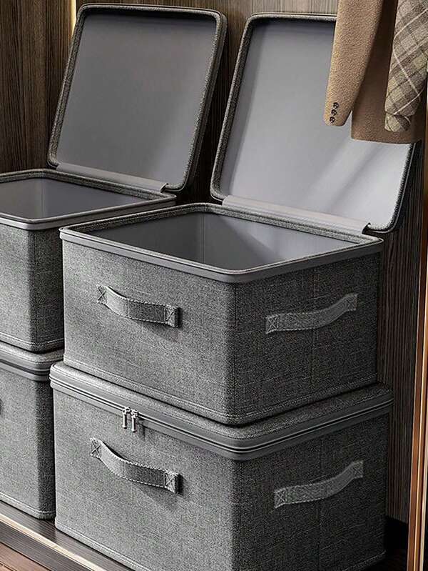 Caixa de armazenamento com zíper, caixa de armazenamento com alça, dobrável com tampa, cesta Home Cube, recipiente para armazenamento de roupas, disponível em vários tamanhos, organização de armários e organizador de roupas para quarto