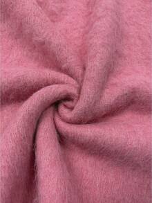 Suéter de punto esponjoso de cuello redondo liso para mujer, top holgado y acogedor para otoño e invierno - Rosa - Ver 11