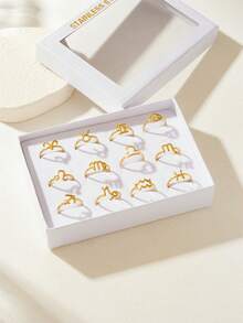 18K Gold Plated Stainless Steel Zodiac Ring, Luxury Jewelry Set With Gift Box, Suitable For Men And Women, Ideal For Daily Wear Or As A Gift For Girlfriend, Mother, Holiday