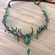 1 pieza Diadema elegante y retro para mujer con cristales y diseño de rama de árbol, para decoración del cabello, Halloween