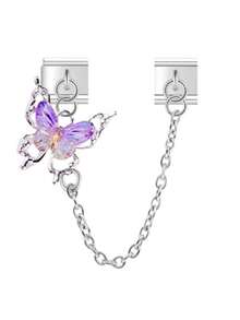Fashion New Shiny Butterfly Gold Silver Chain Stainless Steel Italian Charm Module Bracelet For Girls DIY Handmade Jewelry