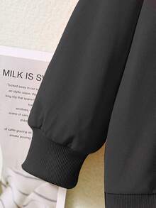 女童休闲时尚街头风经典复古豹纹“NEW YORK”城市名称字母印花圆领长袖舒适黑色卫衣上衣,适合户外运动、返校、通勤、社交聚会,春秋冬三季皆宜。 - 黑色 - 查看 6