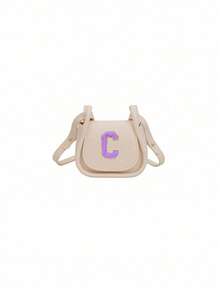 迷你休闲百搭简约纯色DIY PU材质斜跨单肩包，印有26个A-Z字母。您可以把它想象成一个口红零钱包，可以单肩背或斜挎。适合外出上学、旅行购物时使用。圣诞节、感恩节、周五的礼物。最佳礼物。 - 米色+紫色字母 - 查看 13