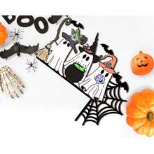1 szt. Dekoracja na drzwi na Halloween, dekoracja narożnika drzwi, pajęczyna, czarownica, żółty księżyc, nawiedzony dom, ptak, świeca, szkielet, pajęczyna, czarownica, upiorne drzewo halloweenowe, pająk, dynia, metalowy narożnik drzwi, fryz, dekoracja świąteczna, dekoracja na drzwi