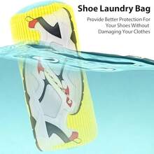 1 件/2 件椭圆形运动鞋洗衣袋，耐用针织涤纶面料，拉链开合，适合所有鞋类，防止变形和褪色，适用于洗衣机和烘干机，洗衣袋 - 彩色 - 查看 4