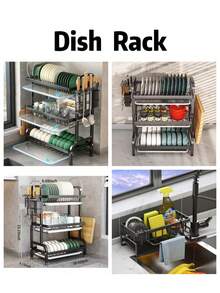 رف صرف مغسلة متعدد الوظائف، رف تخزين إسفنجة وقطعة قماش غسيل الأطباق، أرفف المطبخ, سلة أسلاك صرف المغسلة ، رف تخزين قطعة قماش غسيل الأطباق، رف من الصلب الكربوني المحسن. رف للشطف وتنظيف المغسلة بسلة سلك الصلب الكربوني - متعدد الألوان - مشاهدة 12