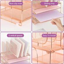 LEKETREE Desk Organizers And Accessories, 3-Tier Paper Organizer With 5 Vertical File Holders, File Folder Organizer (Black, 3T) - MàuE - Xem 6