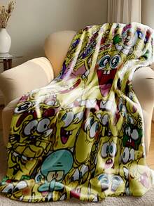 SPONGEBOB Spongebob SquarePants Coral Fleece Blanket, Bring The Warmth Of Bikini Bottom Home! It Is Suitable For Warm Companionship While Watching TV On The Sofa, A Considerate Little Blanket For Office Midday Rest, A Cartoon Decoration In Children's Rooms, A Photo-Taking Tool For Camping And Picnics, And Has Multiple Uses. It Can Be Used As A Nap Blanket, Sofa Blanket, Air-Conditioned Quilt Or Picnic Mat.