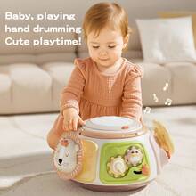 1pc Baby Lion Shaped Rattle Drum, Kaleidoscope, Shape Matching Early Educational Developmental Toy, For Daily Use