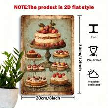 2D Flat, 2D Flat 1pc, Delicious Cakes Metal Sign, 8x12 Inch Iron Wall Decor, Rustic Charm, Suitable For Bakeries, Patisseries, And As A Gift For Baking Enthusiasts., 2D Flat, Perfect For Room Decor - 1PC - 查看 4