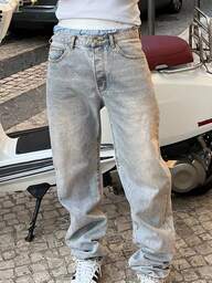 Herren modische Streetwear Retro Loose Fit Champagner Blaue Jeans