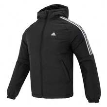 Adidas Men's Windproof Warm Casual Sports Down Jacket - 黑與白 - 查看 5