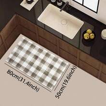 Modern Plaid Pattern Doormat, Rug, Traditional Long Carpet, Suitable For Hallway, Kitchen, Bedroom, Living Room, Entrance, Balcony, Home Decor, Stain Resistant, Coffee Shop, Bar, Holiday, Party, Bedroom Mat, Bath Mat, Room Decor, Kitchen Decor, Black And White Rug - Black and White - View 33