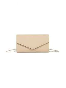 Removable V-Shaped Hardware Chained Bag, Crossbody Or Hand-Held - Apricot - View 2