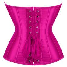 Strapless Vintage Silk Bodysuit Front Lace Tight Non-Stretch Polyester Women Apparel For Adult Carnival Costume Occasions - 橘色 - 查看 4