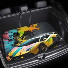 1pc Fashionable Personalized Trunk Mat, Colorful Car/Butterfly, Skull Pattern - Suitable For SUV, Truck, Sedan - Durable Polyester Material, Keeps Dry And Clean, Adds Personalized To Vehicle, Trunk Protector Mat