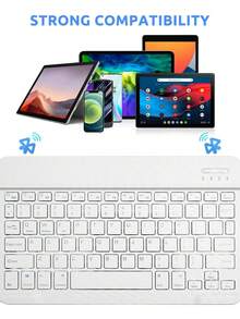 1pc Ultra-Thin Wireless 10-Inch Keyboard, Mini Convenient Bluetooth Keyboard With Rechargeable Battery, Compatible With Android, Windows, Suitable For IPad, Tablet, Phone, Christmas/Halloween Gift
