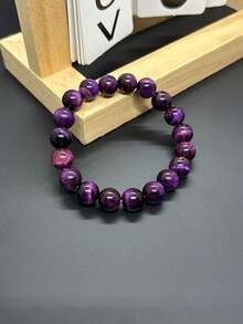 优雅朋克虎眼石手链 - 男女通用，手工制作，适合瑜伽和情侣佩戴 - 虎眼石 - 查看 9