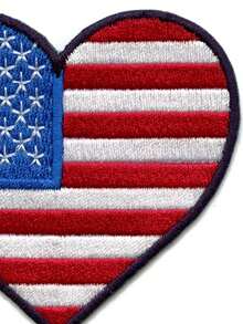 1pc American Flag Heart Shaped Patch, Stars And Stripes Pattern, Embroidered, Iron-On - Multicolor - View 5