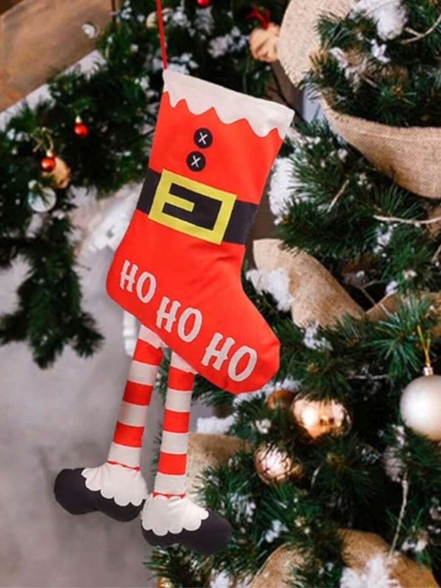 1pc Christmas Stocking Gift Bag Sock Decoration Prop Gift Bag Hanging Ornament High Heel Christmas Knee-High Sock Christmas Stocking Christmas Tree Decoration Sock Fireplace Party Christmas Dinner Decoration Gift Bag Home Decor Christmas Decorations Room Decor